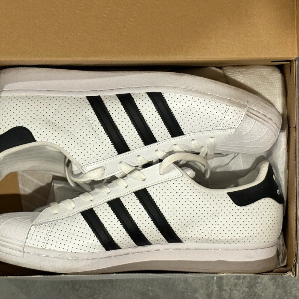 Adidas Men's White Sneakers with Black Stripes